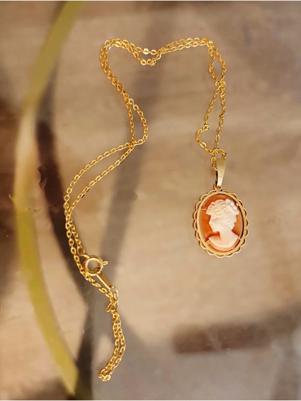 Gold Tone Cameo Pendant Necklace - Classic Women Jewelry